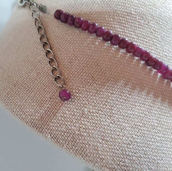REAL RUBY RONDELLE STERLING SILVER NECKLACE - Picture 4 of 5